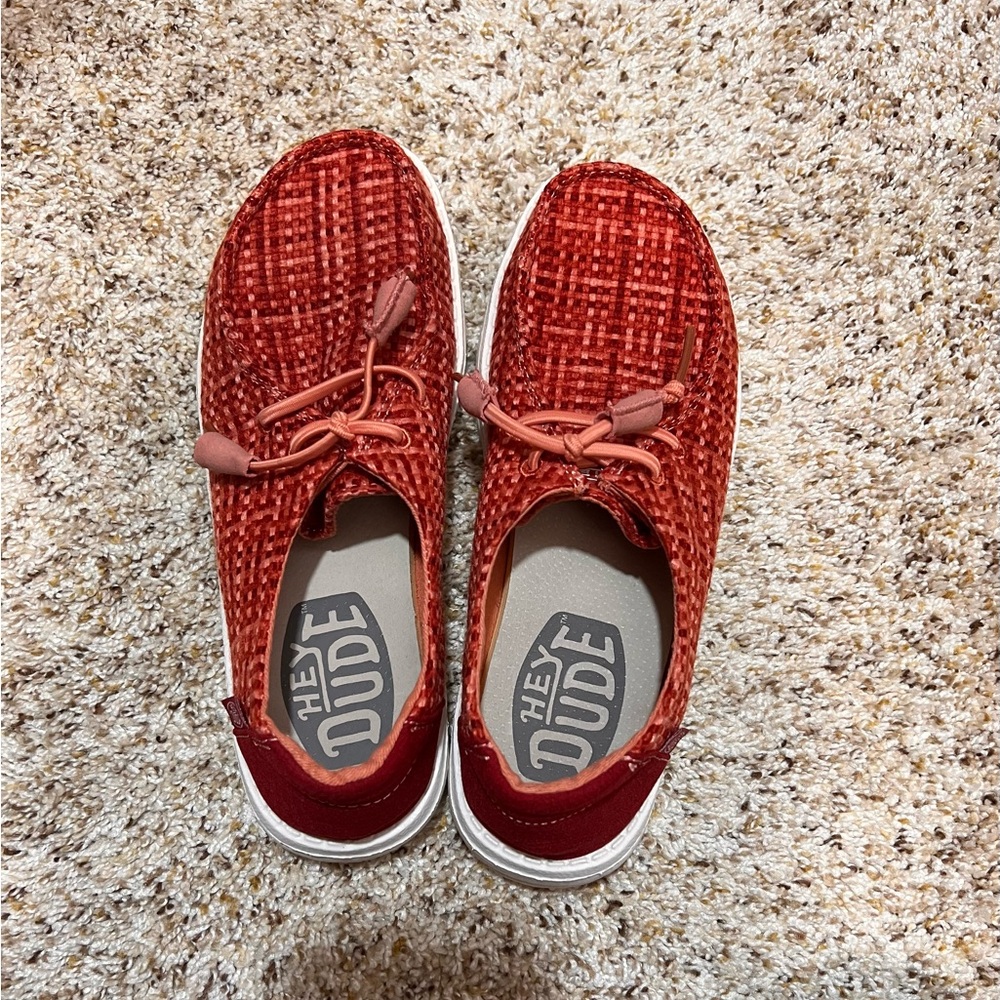 Hey Dude Red Sneakers Comfortable Casual Design